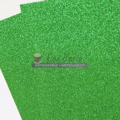 Folhas verdes brilhantes com glitter e etiqueta central