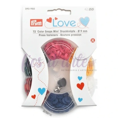 Pacote de botões de pressão coloridos Prym Love 72 unidades