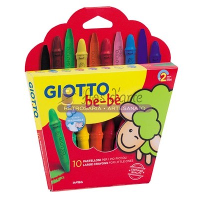 Pacote colorido de 10 pastéis de cera GIOTTO para crianças com figura de ovelha