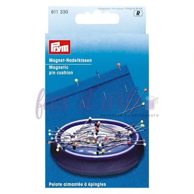 Alfineteiro magnético roxo com alfinetes coloridos em embalagem azul Prym