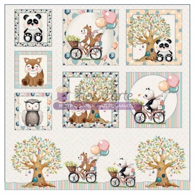 Adesivos infantis com animais e árvores coloridas