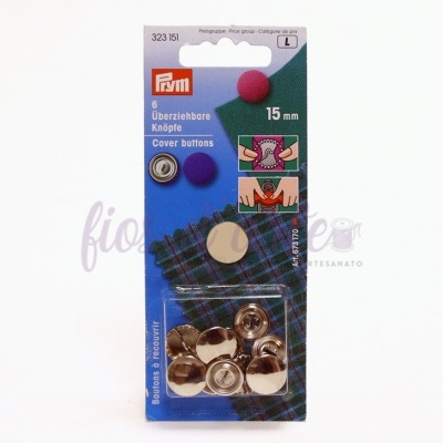 Pacote de botões de pressão cobertos Prym em embalagem azul com padrão xadrez