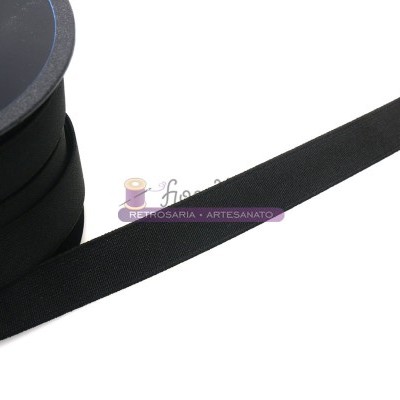 Rolo de fita preta em tecido para retrosaria e artesanato