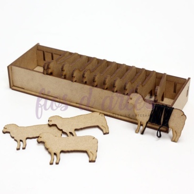 Kit de peças de madeira cortada a laser com formas de ovelhas