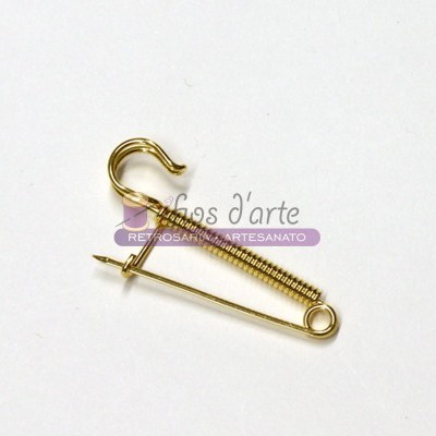 Agulha de segurança dourada com mola decorativa