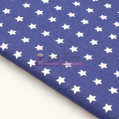 Tecido azul com estrelas brancas