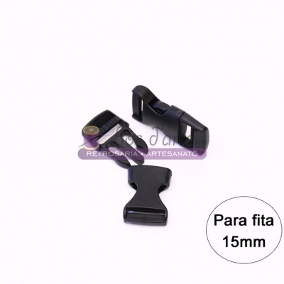 Fecho de plástico preto para fita de 15mm
