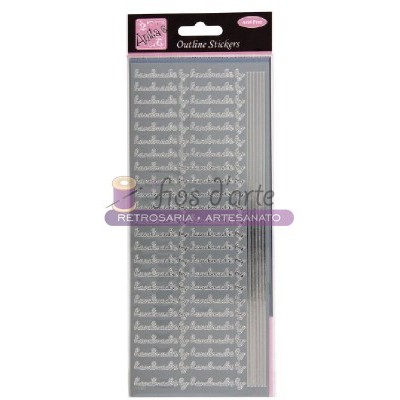 Pacote de autocolantes prata com texto 'Easter wishes' e riscas finas.