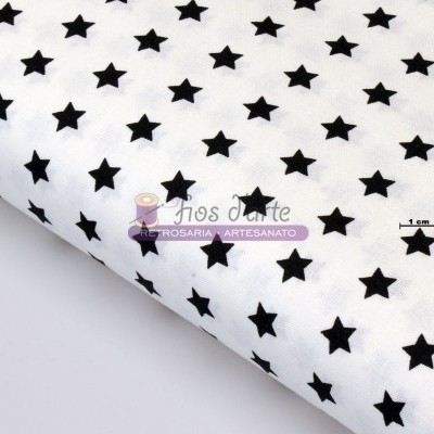 Tecido branco com estrelas pretas e marca d'água