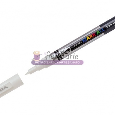 Marcador de tinta permanente preto LYRA com tampa branca