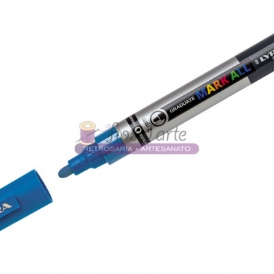 Marcador permanente LYRA Mark All com tampa azul e corpo preto