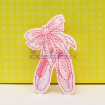 adesivo tecido sapatilhas balé rosa branco laço