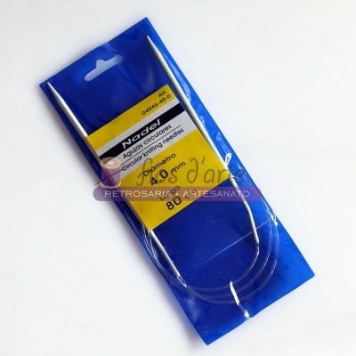 Kit de agulhas circulares para tricô em embalagem azul e amarela