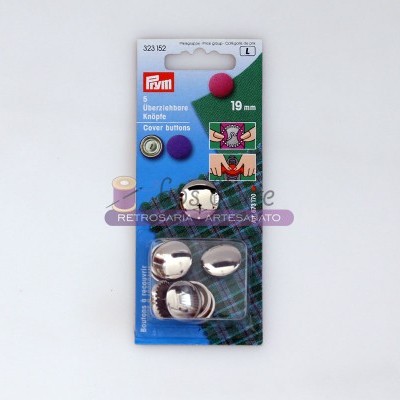 Pacote de botões de cobertura Prym 19 mm em blister azul e verde
