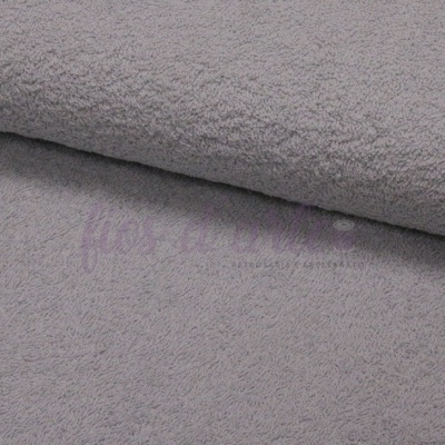 Tecido cinzento de felpa com texto FLOR DE LINHA