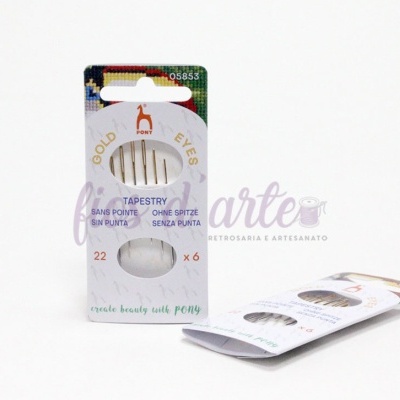 Pacote de 6 agulhas de tapeçaria GOLDEYES, tamanho 22, em embalagem branca.