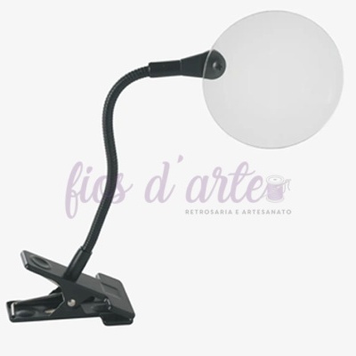 Lupa com base de mola preta e lente circular