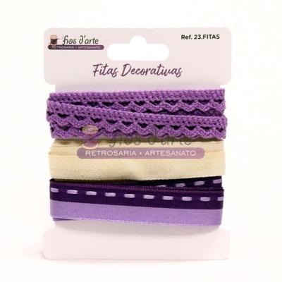 Conjunto de fitas decorativas em roxo e lilás
