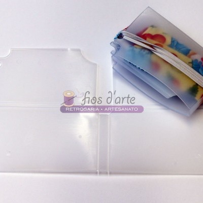 Plástico transparente e tira de tecido floral colorido com elástico branco