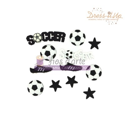 Autocolantes decorativos de futebol com bolas, estrelas e palavra SOCCER