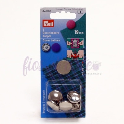 Conjunto de botões prateados Prym 19 mm em embalagem azul