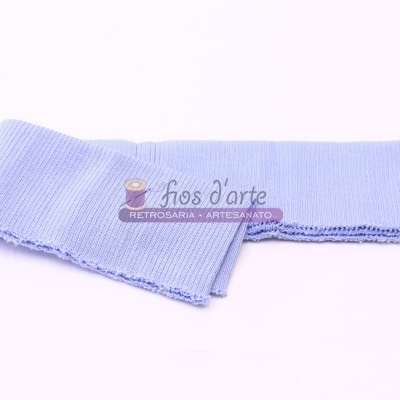 Cachecol azul claro de malha canelada com logotipo Fios d'arte