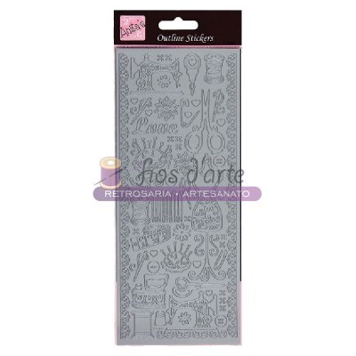 Pacote de autocolantes online com desenhos de costura em fundo cinza