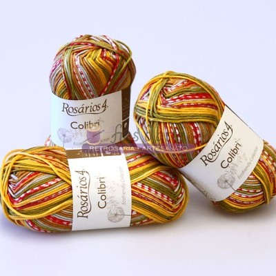 Novelos de linha multicolorida Rosários 4 Colibri