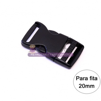 Fecho de plástico preto para fita 20mm com design de encaixe