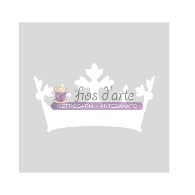 Logótipo com coroa branca e texto 'fios d'arte RETROSARIA • ARTESANATO'