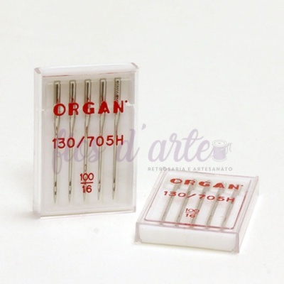 Conjunto de agulhas metálicas para máquina de costura em caixas transparentes com texto vermelho