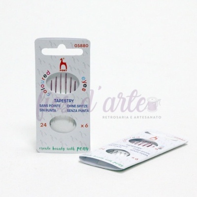 Embalagem de agulhas para tapeçaria PONY branca com agulhas coloridas