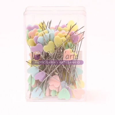 alfinetes de cabeça colorida em caixa transparente