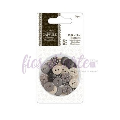 Conjunto de botões Polka Dot em várias cores cinza, preto e bege