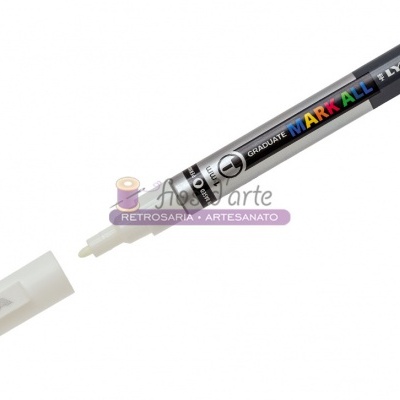 Marcador Arte Graduado Flyza cinza escuro com tampa branca removível