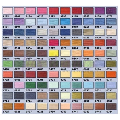 Cartela de amostras de tecido coloridas com códigos numéricos