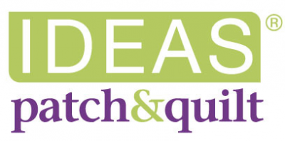 Logótipo verde e roxo com as palavras IDEAS patch&quilt