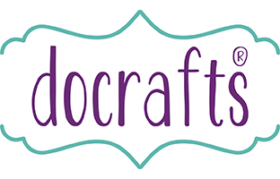 Logotipo da marca docrafts com moldura verde-água