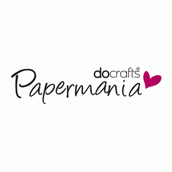 Logótipo da marca docrafts Papermania com coração rosa