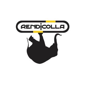 Logótipo com texto RENDICOLLA e silhueta de gato preto pendurado.