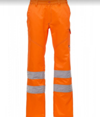 Calças de trabalho de alta visibilidade laranja com faixas refletoras