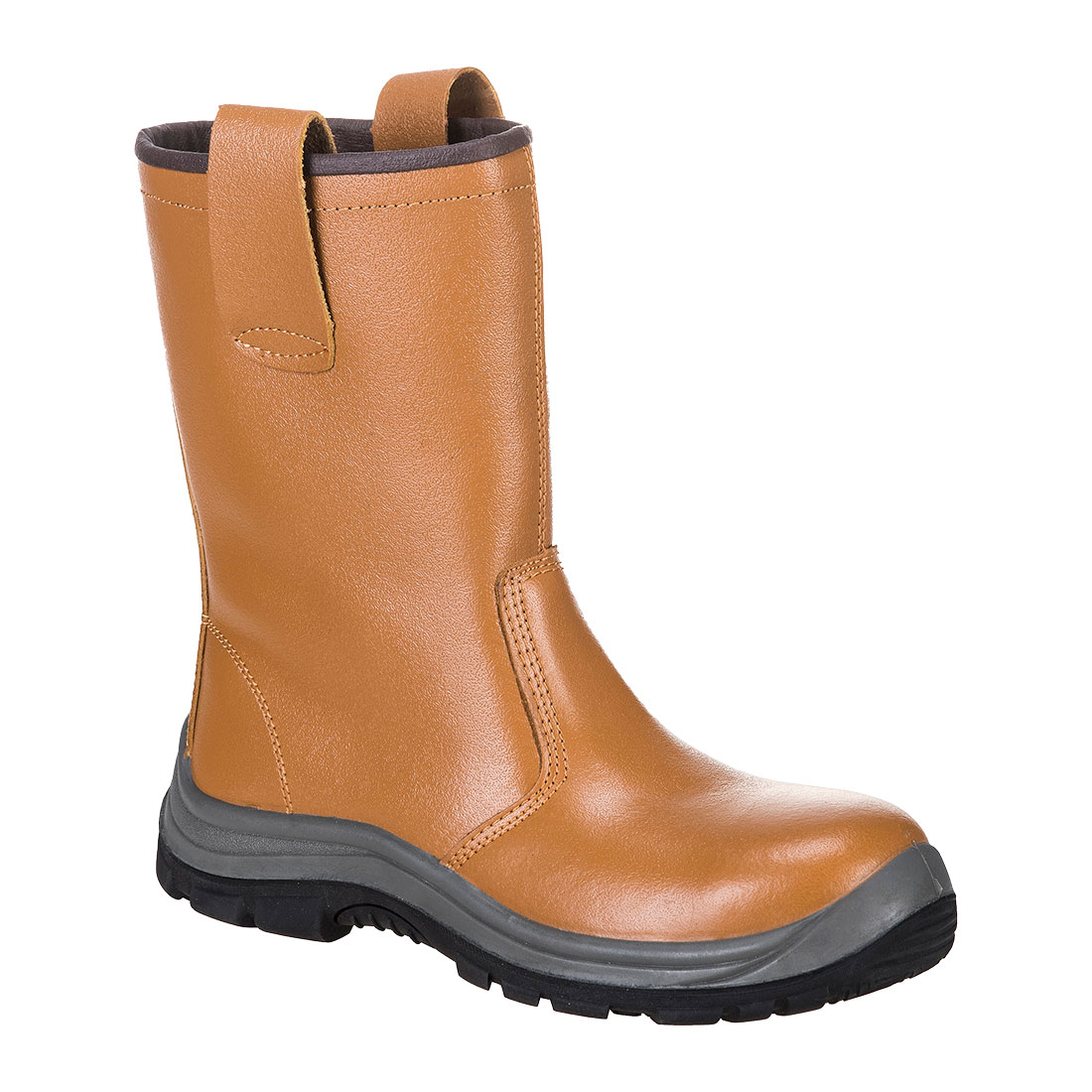 Bota cowboy castanha de couro com sola preta