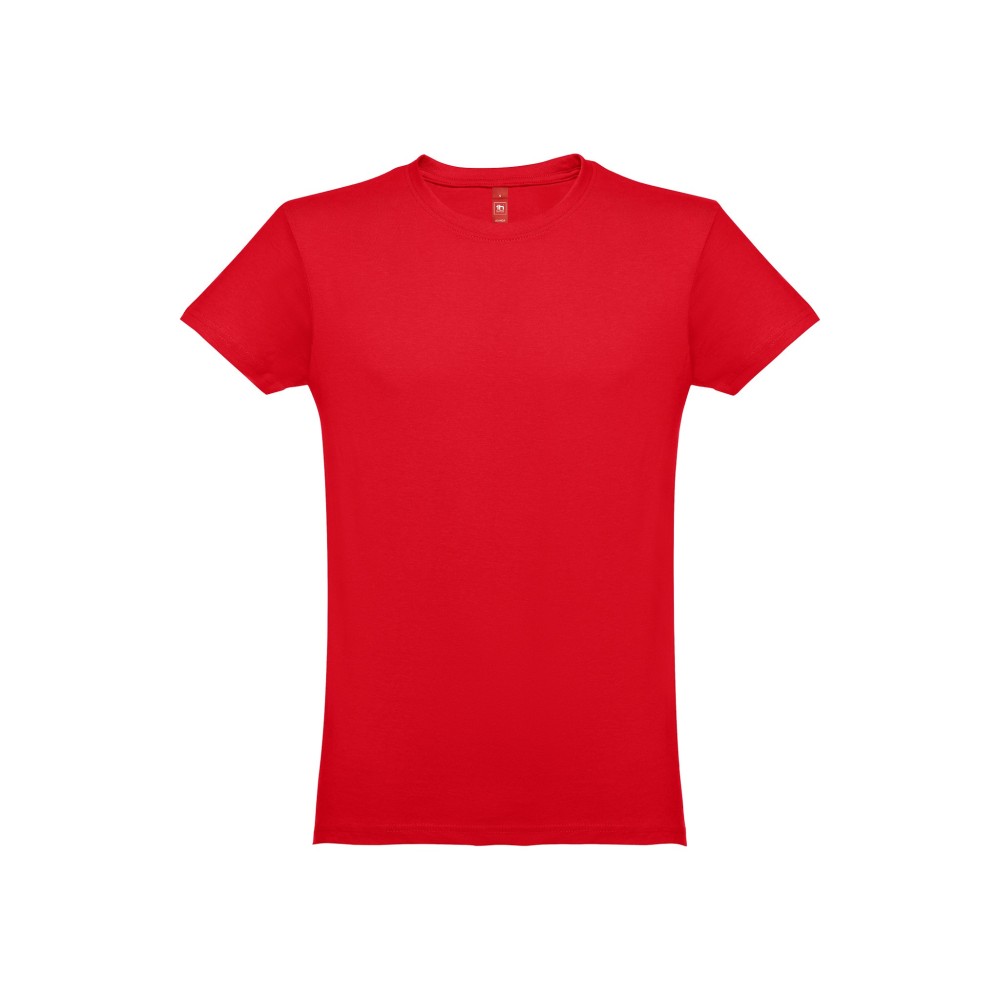 T-shirt vermelha lisa de manga curta com gola redonda