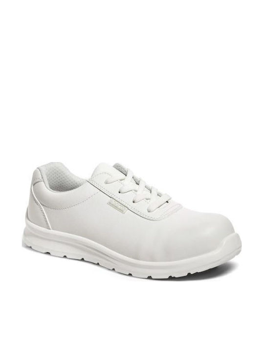 Ténis branco com sola branca e atacadores, etiqueta Seibertron na lateral