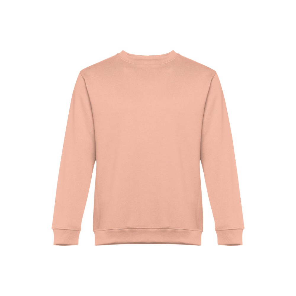 Sweatshirt cor salmão com gola redonda e punhos canelados