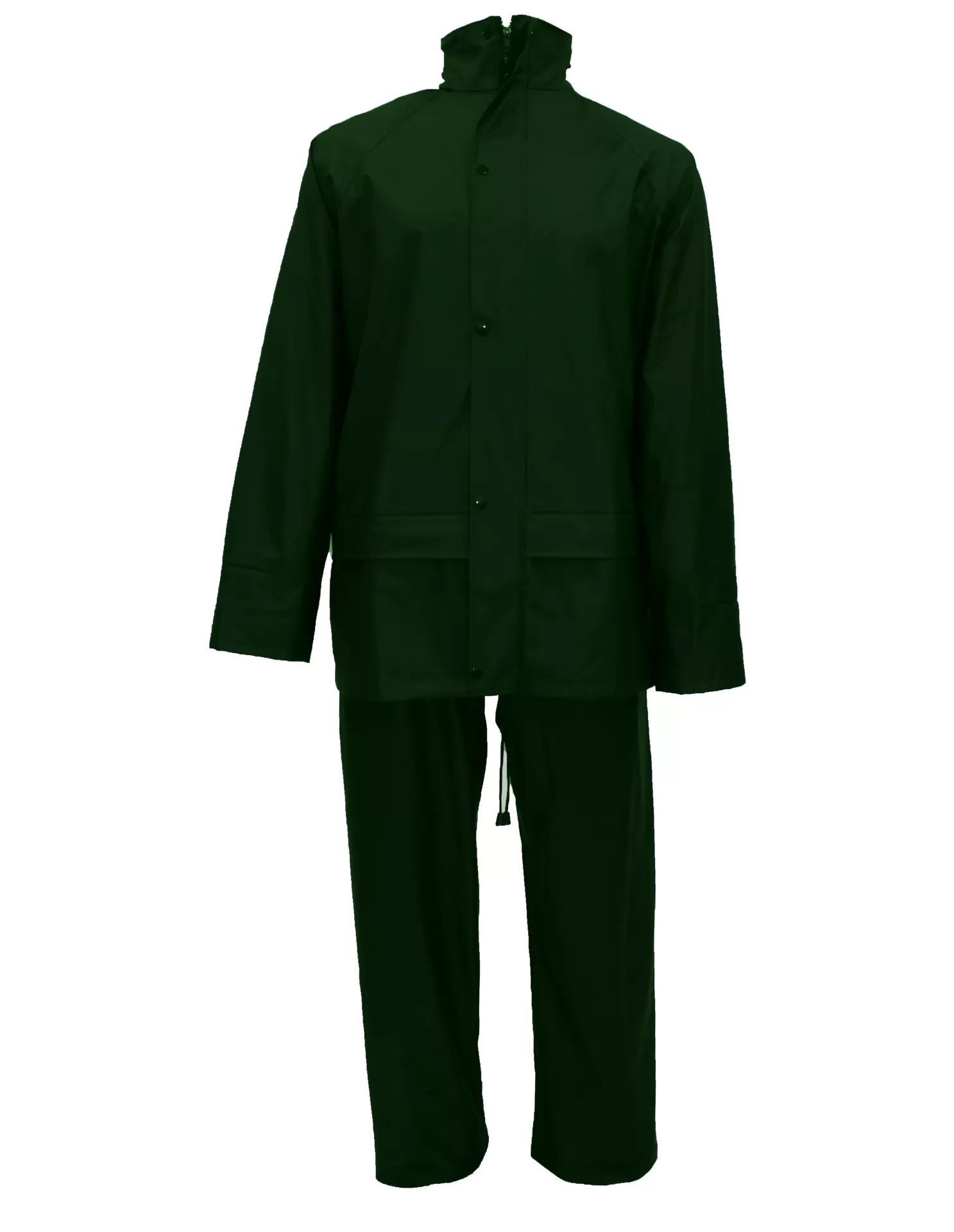 Conjunto impermeável preto com casaco e calças