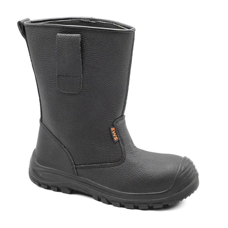 Bota de trabalho preta com sola antiderrapante e etiqueta SWS