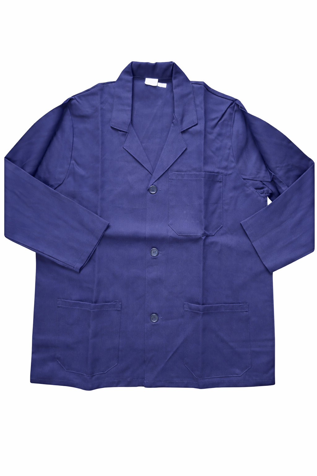 Casaco de trabalho azul escuro com botões e bolsos