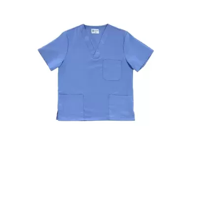 T-shirt medical azul clara com bolsos e etiqueta interior