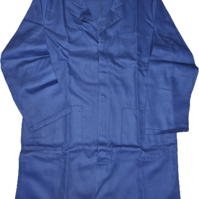 Blusão azul escuro de manga longa com gola e bolsos.